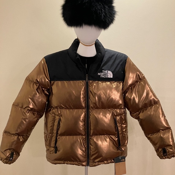 North Face Metallic Brown-Bronze Jacket customized with Thumbhole Cuffs - Picture 2 of 3